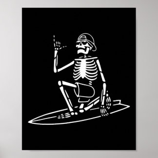 Póster Skeleton Surfing Lazy Halloween Costueve Skull Bon