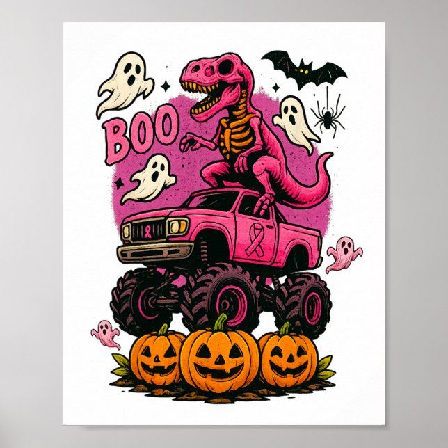 Póster Skeleton T Rex Dinosaurio Monster Truck Brea (Frente)