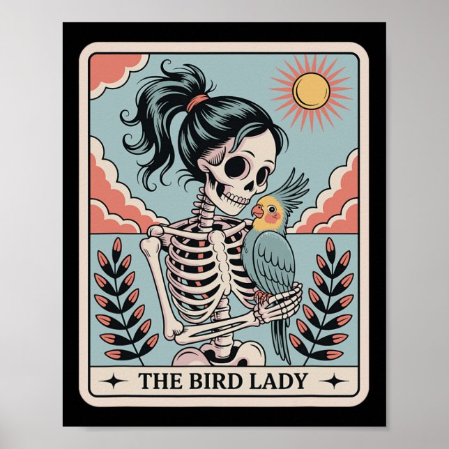 Póster Skeleton The Bird Lady Tarot Card Skeleton Hallowe (Frente)