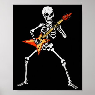 Póster Skeleton Tocando Música Rock Guitarra Soky Hallowe