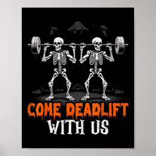 Póster Skeleton Weightlifter Bodybuilder Fitness