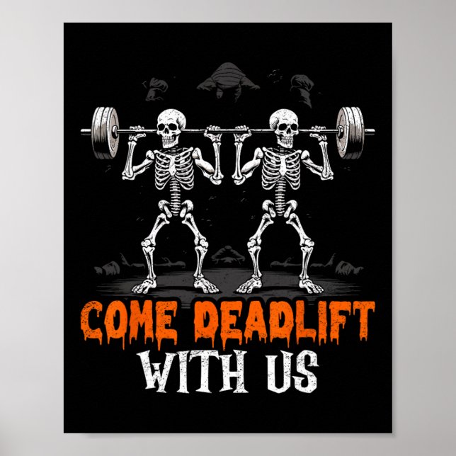 Póster Skeleton Weightlifter Bodybuilder Fitness (Frente)