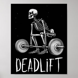 Póster Skeleton Workout Halloween Peso Lifting Fitness