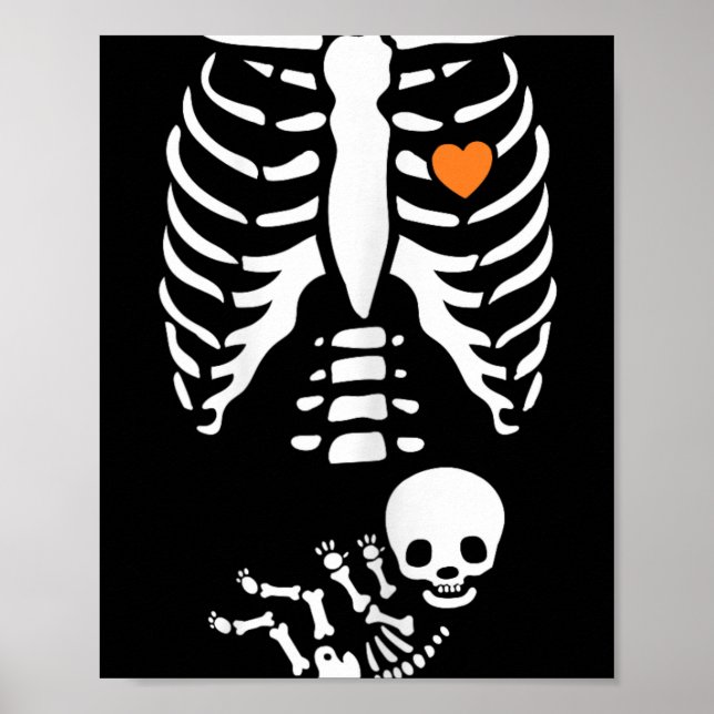 Póster Skeleton Xray Halloween Costume Pregnant Women Mom (Frente)