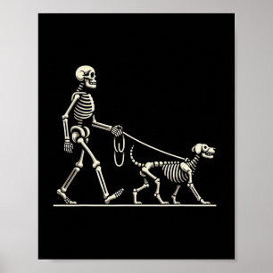 Póster Skeleton Y Dog Lazy Halloween Disstume Funny Skul