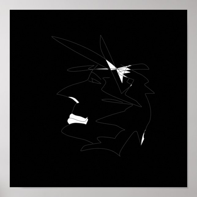 Póster Sketch Head Weird Face Wild Hairstyle (Frente)