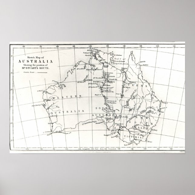 Póster Sketch map of Australia (Frente)