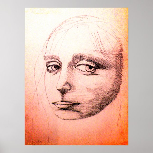 Póster "Sketch of a girl" (sangria) , A study of da Vinci (Frente)