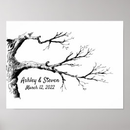 Póster Sketch Thumbprint Tree Guest Book