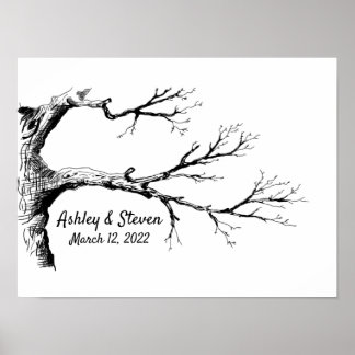 Póster Sketch Thumbprint Tree Guest Book