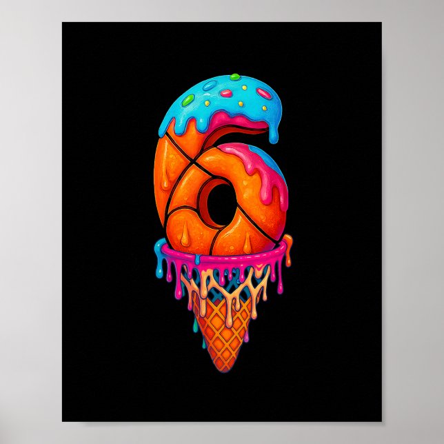 Póster Sketll Drip 6 años de edad Helado Drip 6º Cumpleañ (Frente)
