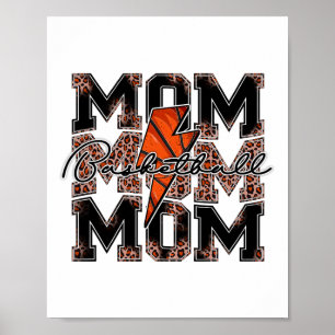 Póster Sketll Mom Leopard Lightt Bolt Game Day