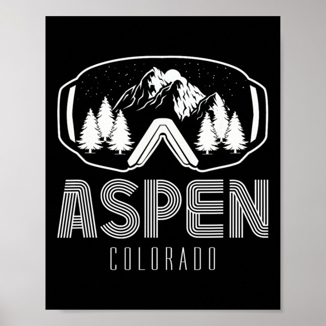 Póster Ski Aspen Colorado Ski Snowboard Goggles Mountain  (Frente)