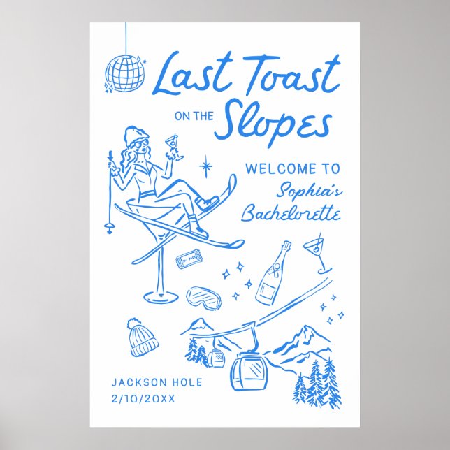 Póster Ski Bachelorette Party Aprés Ski Welcome Poster (Frente)