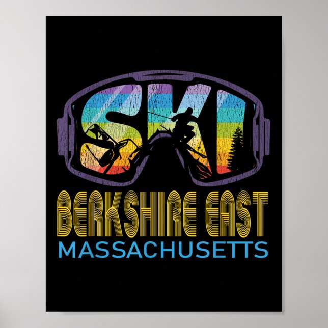 Póster Ski Berkshire East Machusetts Vacaciones de esquí (Frente)