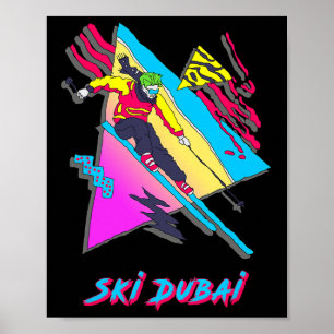 Póster Ski Dubai Estilo Retro Colorido Esquí Esquiador Av