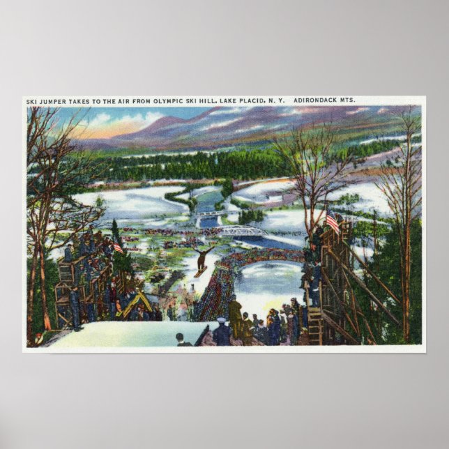 Póster Ski Jumper Takes off from the Olympic Ski Hill (Frente)