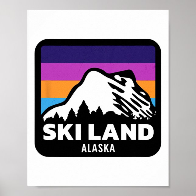 Póster Ski Land Fairbanks Alaska Esquí Snowboard Fami (Frente)