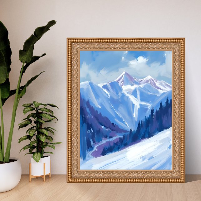 Póster Ski Mountain | Blue Watercolor Mountain Range (Subido por el creador)