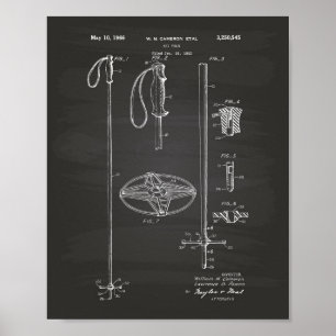Póster Ski Pole 1966 Patent Art Chalkboard