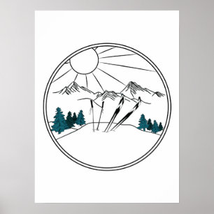 Póster Ski Resort Scene Winter Sports