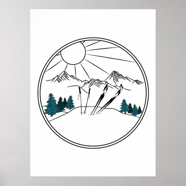 Póster Ski Resort Scene Winter Sports (Frente)