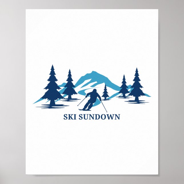 Póster Ski Sundown Connecticut Ski Resort Skiing Skier  (Frente)