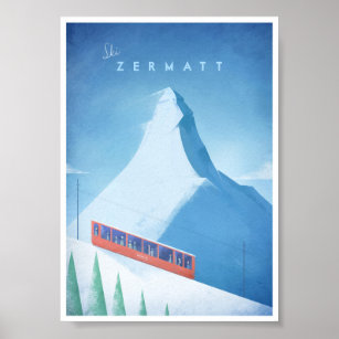 Póster Ski Zermatt Vintage Travel Poster