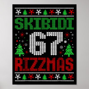 Póster Skibidi 67 Rizzmas Divertido Seis Siete Meme Navid