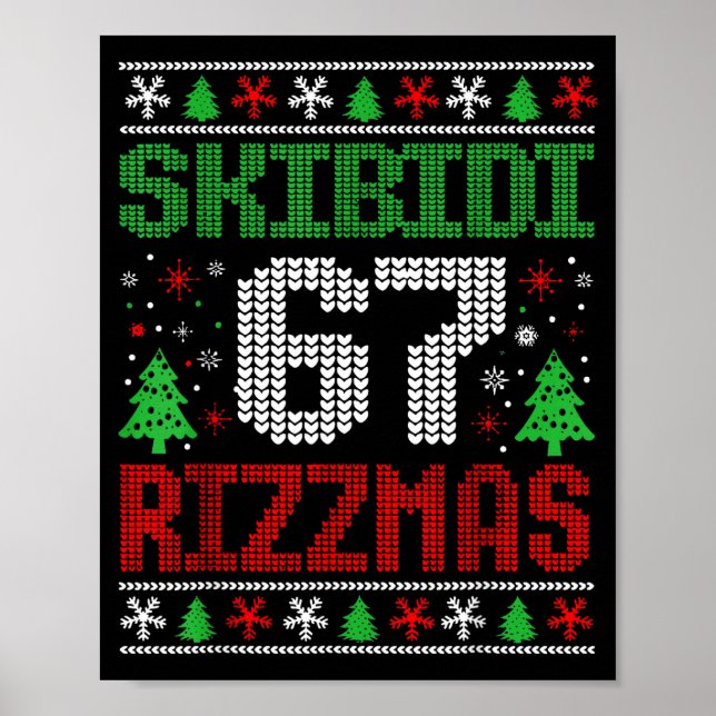 Póster Skibidi 67 Rizzmas Funny Six Seven Meme Christmas  (Frente)