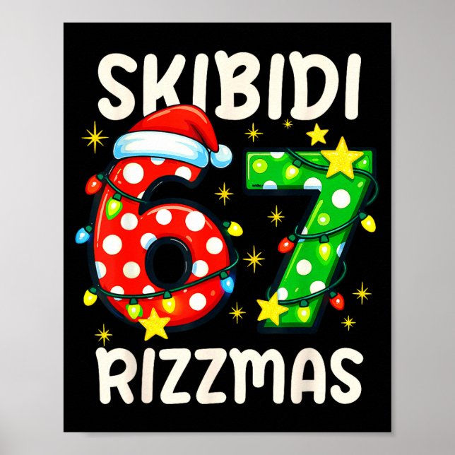 Póster Skibidi 67 Rizzmas Funny Six Seven Meme Christmas  (Frente)