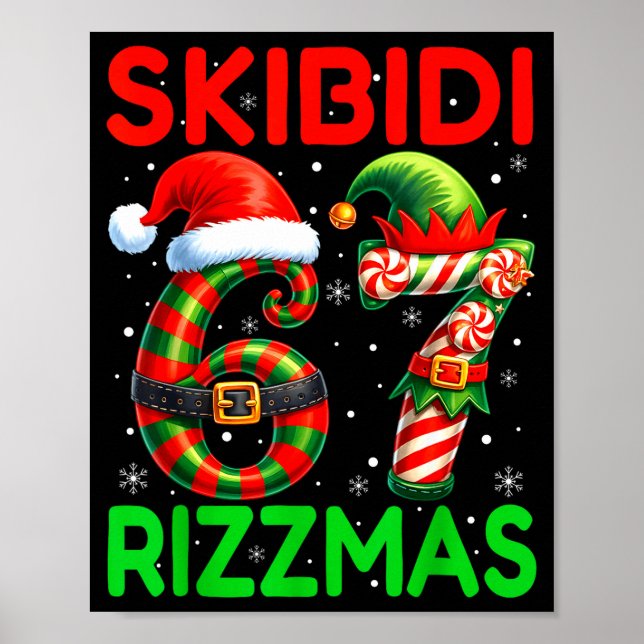 Póster Skibidi 67 Rizzmas Funny Six Seven Meme Christmas  (Frente)