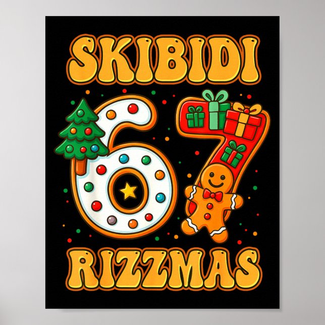 Póster Skibidi 67 Rizzmas Funny Six Seven Meme Christmas  (Frente)