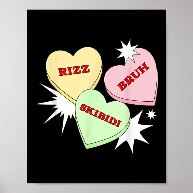 Póster Skibidi Bruh Rizz - Funny Día de San Valentín Love (Frente)
