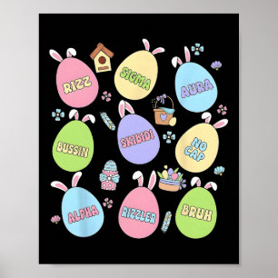 Póster Skibidi Easter Day Egg Hunt Funny No Cap Rizz Meme