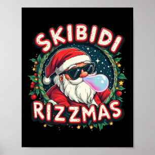 Póster Skibidi Rizzm Celebración Feliz Navidad Funny Sa
