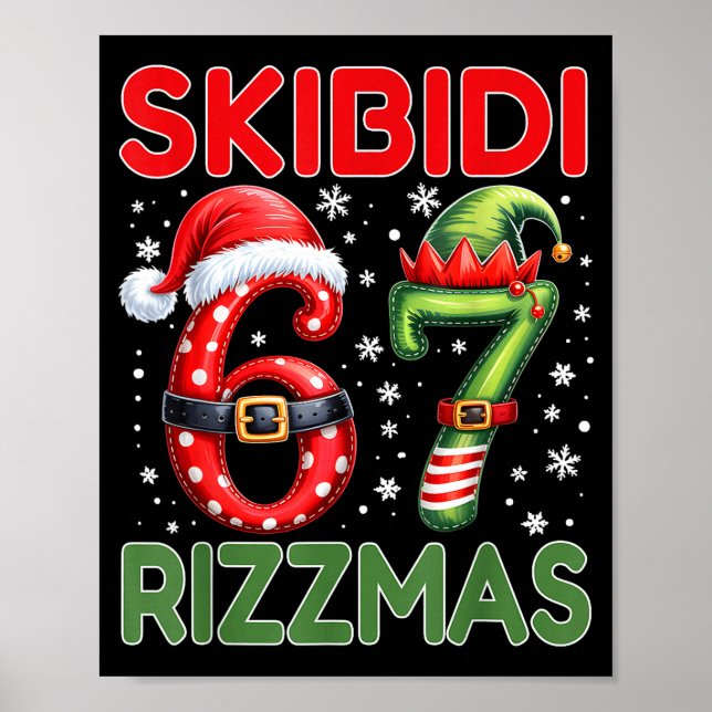 Póster Skibidi Rizzmas 67 Christmas Six Seven Xmas Funny  (Frente)