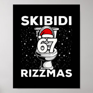 Póster Skibidi Rizzmas 67 Funny Toilet Santa 6 7 Xmas Gen