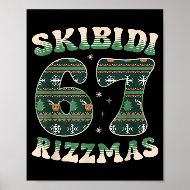 Póster Skibidi Rizzmas 67 Six Seven Meme Ugly Christmas F (Frente)