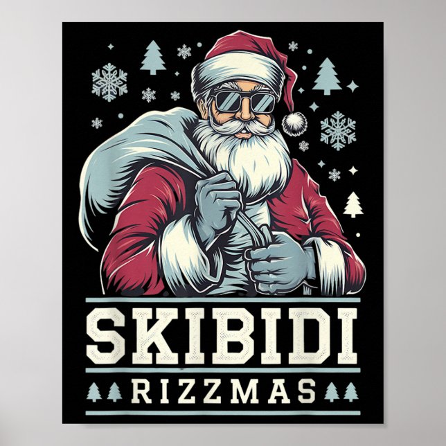 Póster Skibidi Rizzmas Cool Santa Funny Christmas Rizz Ri (Frente)