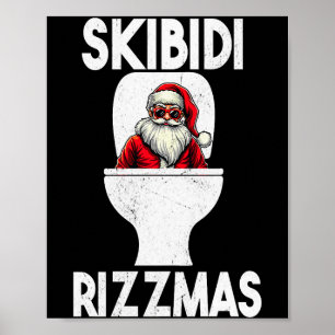 Póster Skibidi Rizzmas Divertido Inodoro Santa Claus Navi