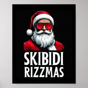Póster Skibidi Rizzmas Feliz Navidad Papá Noel Gracioso