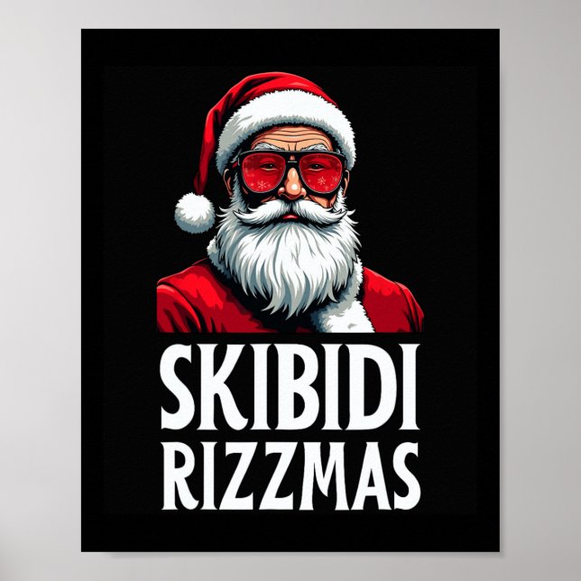 Póster Skibidi Rizzmas Feliz Navidad Papá Noel Gracioso (Frente)