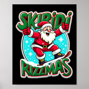 Póster Skibidi Rizzmas Guay Kid Snowboard Santa Rizz X
