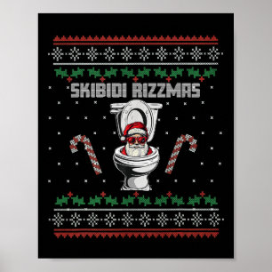 Póster Skibidi Rizzmas Inodoro Divertido Santa Elefante B