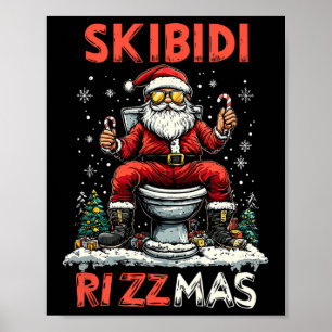 Póster Skibidi Rizzmas Santa Toilet Funny Navidades