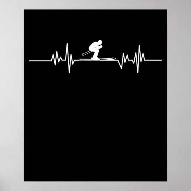 Póster Skier Heartbeat Skiing Ski Snowboard Winter Sports (Frente)