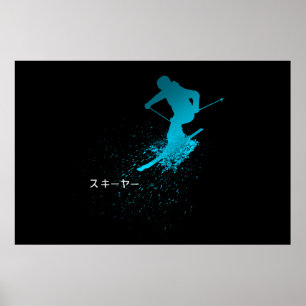Póster Skier, Ski, Japanese