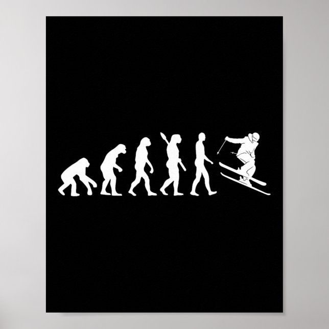 Póster Skiing Evolution Funny Skier Freestyle Ski Winter  (Frente)