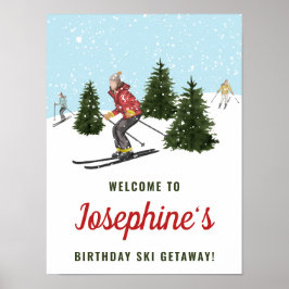 Póster Skiing Women Ski Trip Birthday Party Welcome